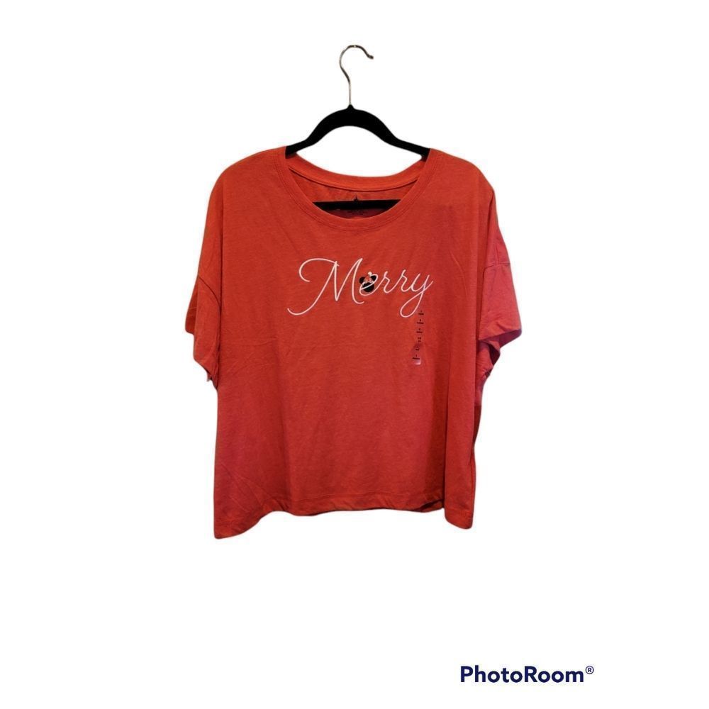 Minnie Holiday Short Sleeve Top Large NWT